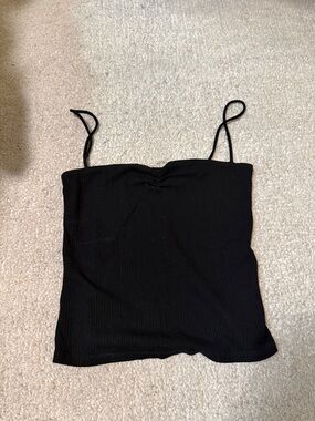 Reformation Black Ribbed Spaghetti Strap Camisole